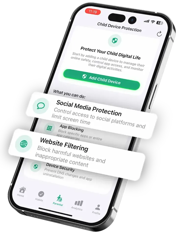 Kahf Guard parental control screen
